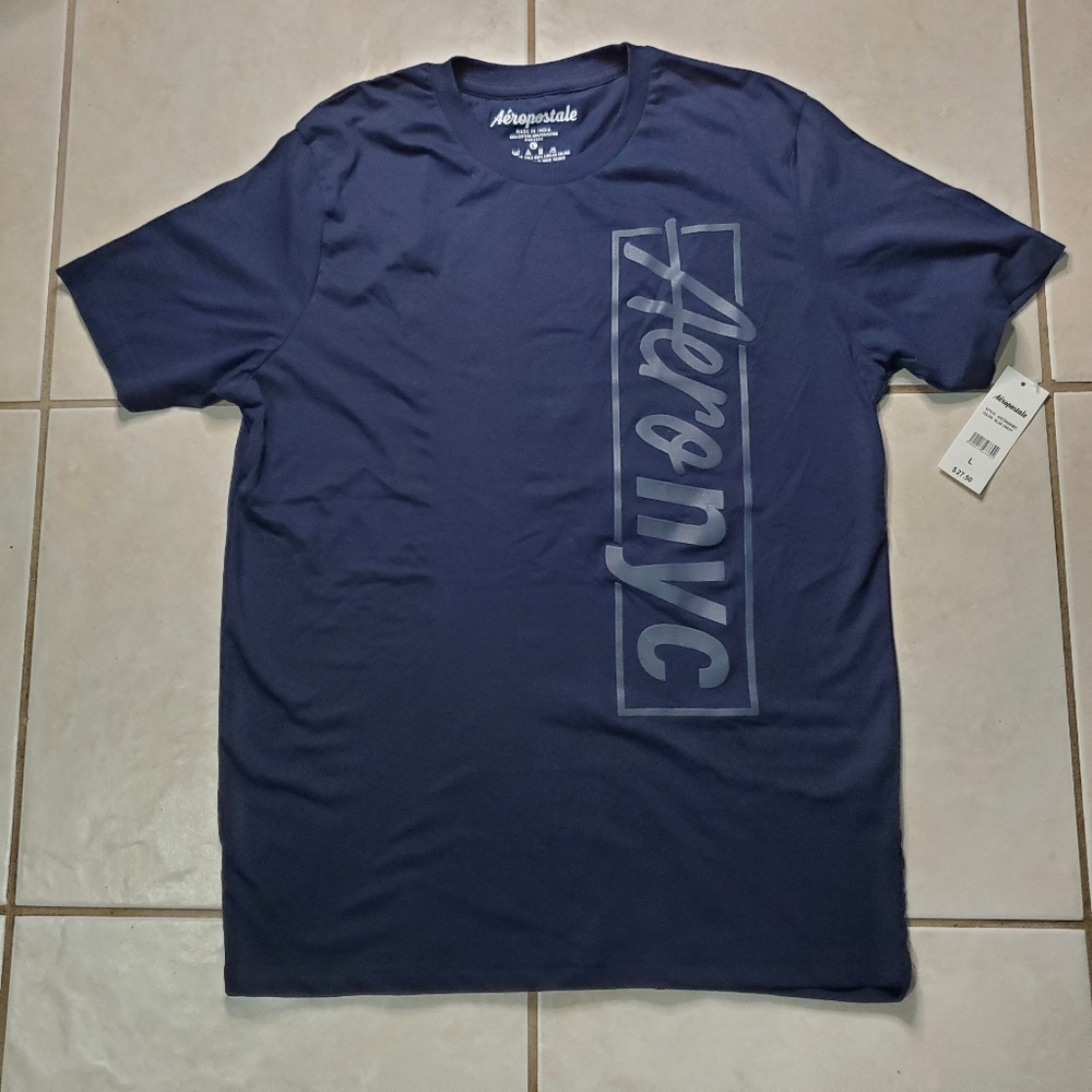 Aeropostale Dark Blue T-Shirt Cotton Aero NYC Graphic Tee Shirt Soft NEW NWT